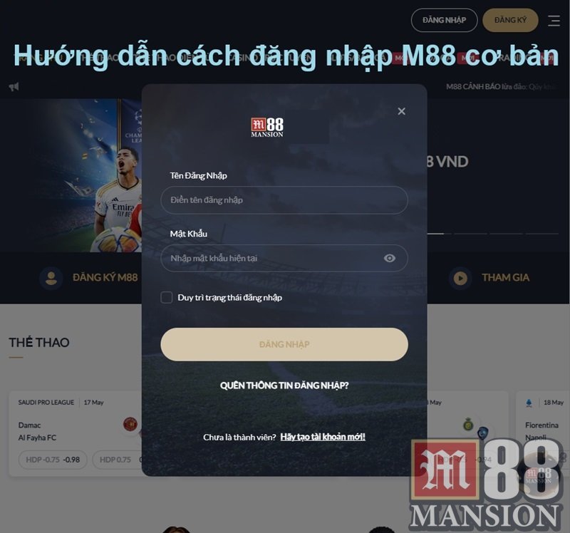 Các thao tác đăng nhập M88 cho bạn.